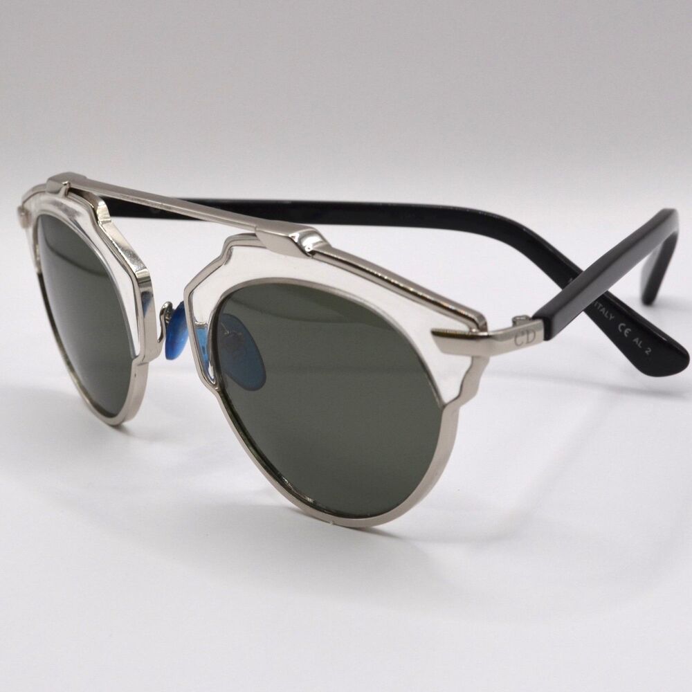 Christian Dior So Real Men’s Sunglasses Silver/ Clear | Green Lens | New